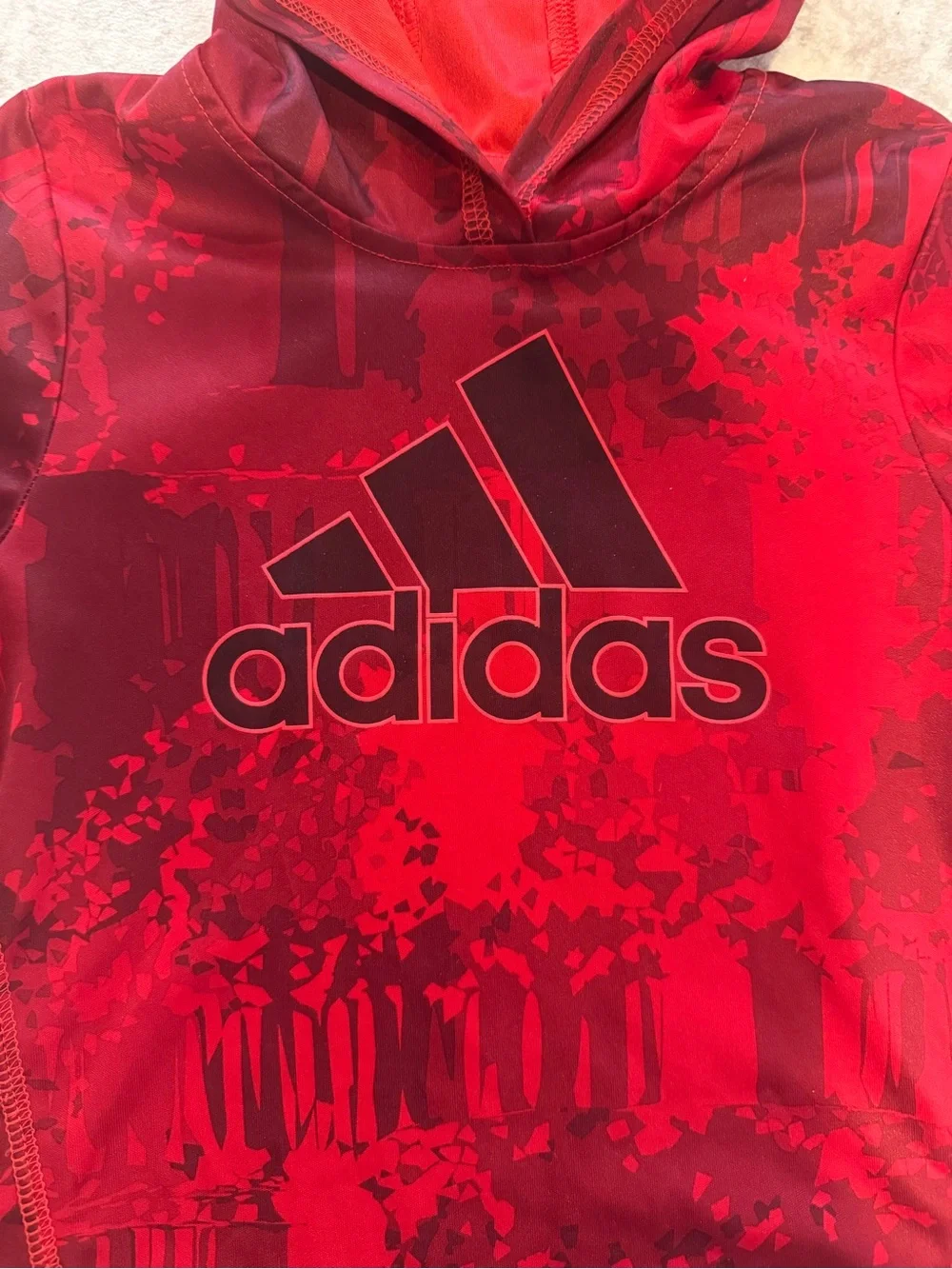 adidas Red Graphic Hooded Performance Sweatshirt
